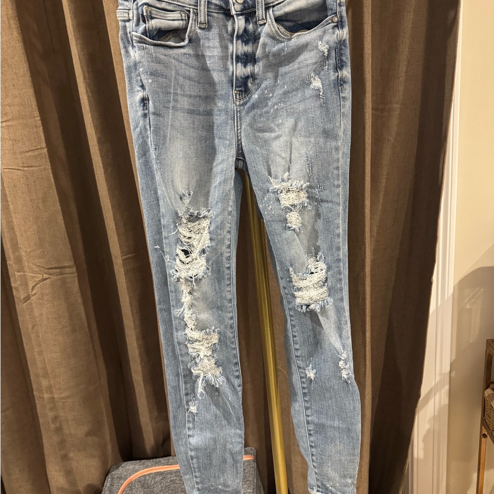 Judy Blue Sky Blue Ripped Skinny Jeans